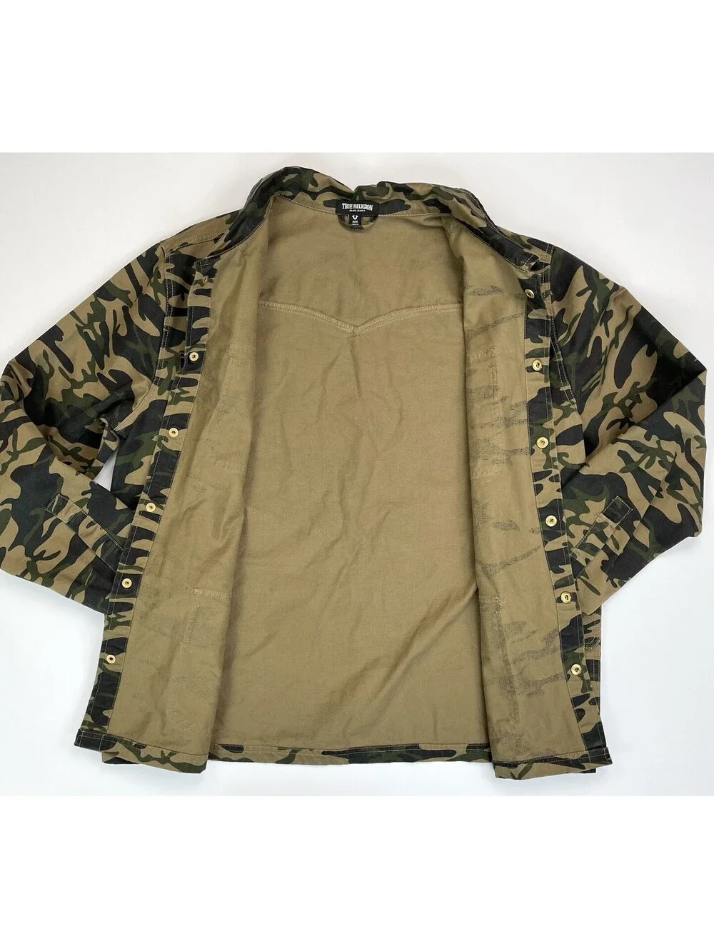 True Religion Camo Military Jacket Mens M Workwear Utility Camouflage